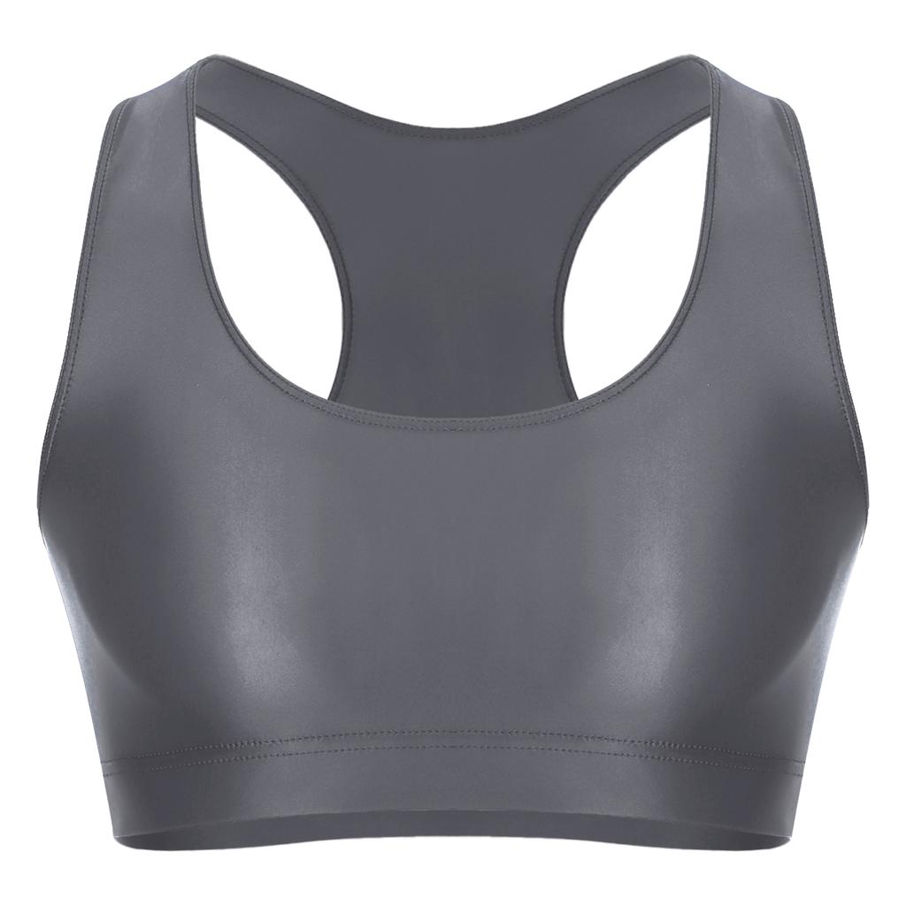 Canottiere da uomo lucide con scollo a U a tinta unita senza maniche crop top gilet per sport fitness yoga