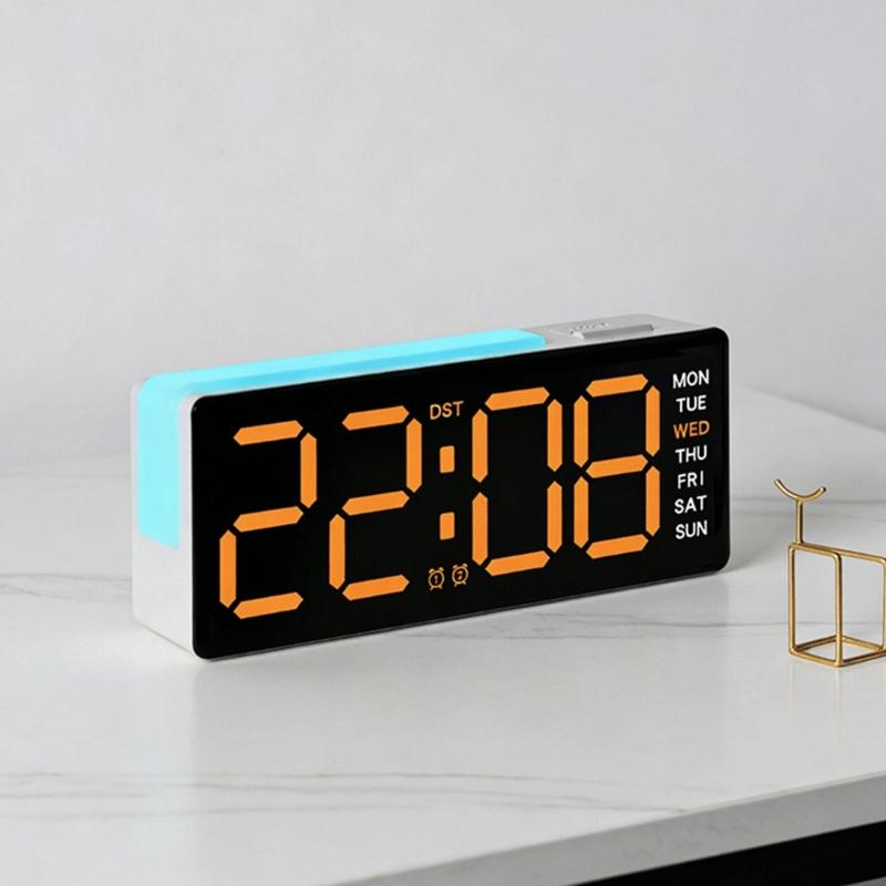 Digital Alarm Clock for Bedroom Desk Clock for Living Room Bedroom with Large Number,Dimmer,Loud Alarm Day of Week