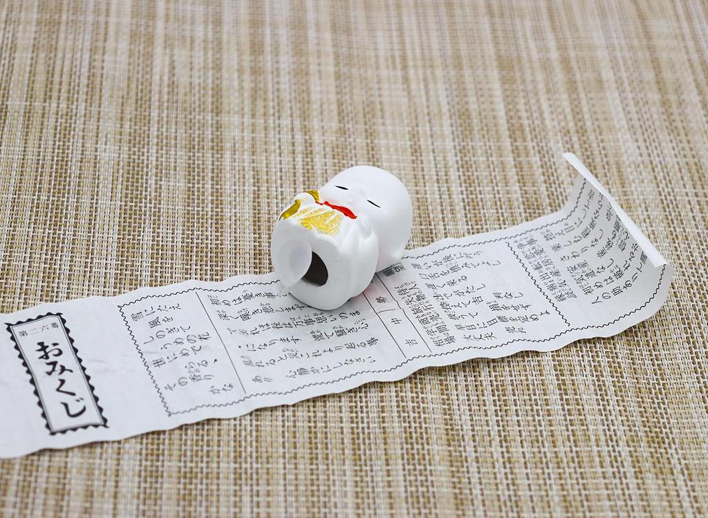 Castle Enterprise S Good Luck Jizo with Fortune Slip Set In Display Box Good Luck (White) (24 Pieces) (with Sticker)