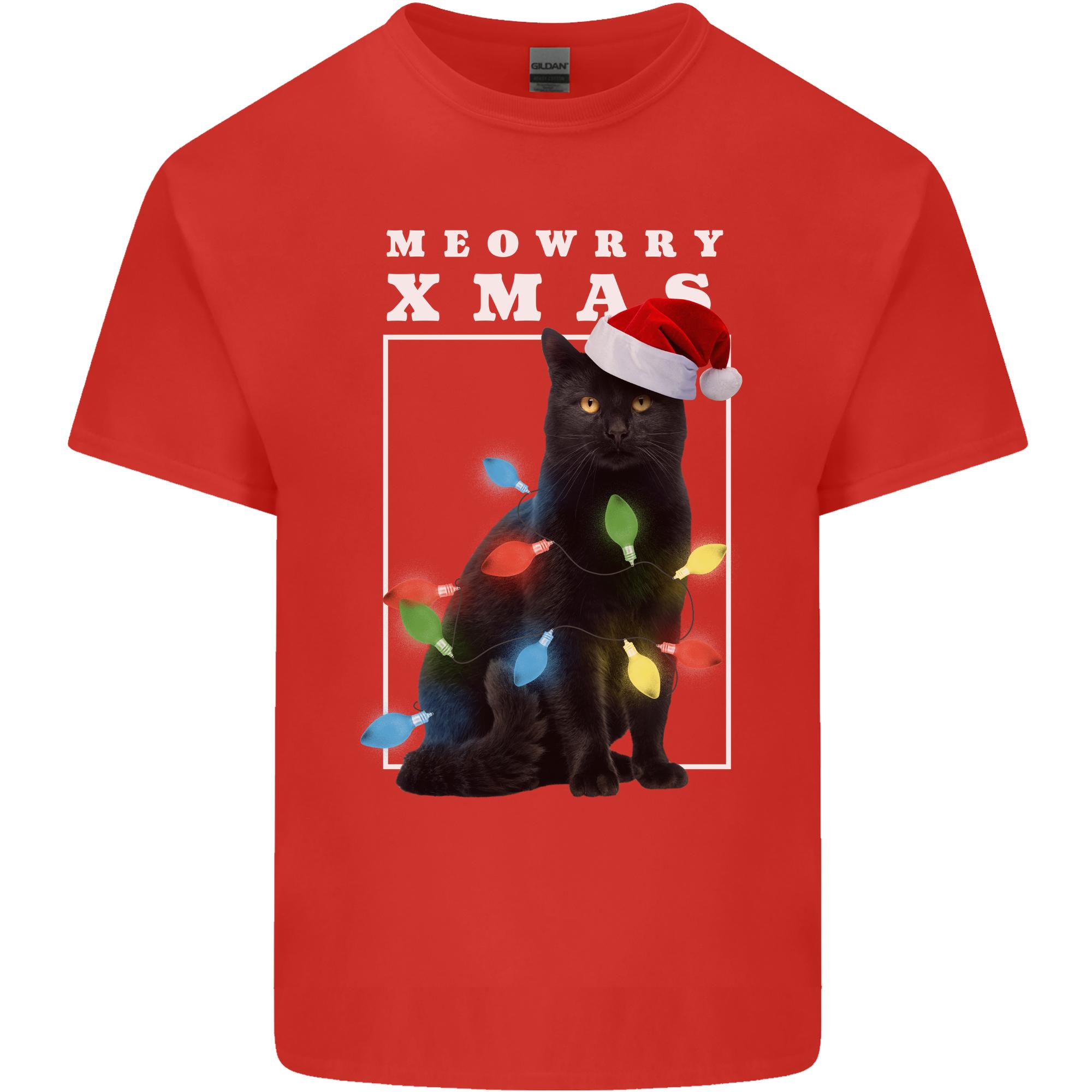 Meowy Christmas Tree Funny Cat Xmas Unisexs Light Cotton TShirt S