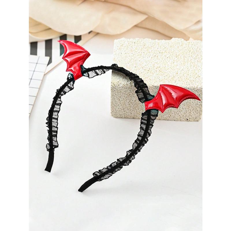 

Vintage Halloween Bat Wing Headband - Elegant Lace Design in Black and Red, Suitable for Halloween Costumes, Role Play, Party Accessories Red