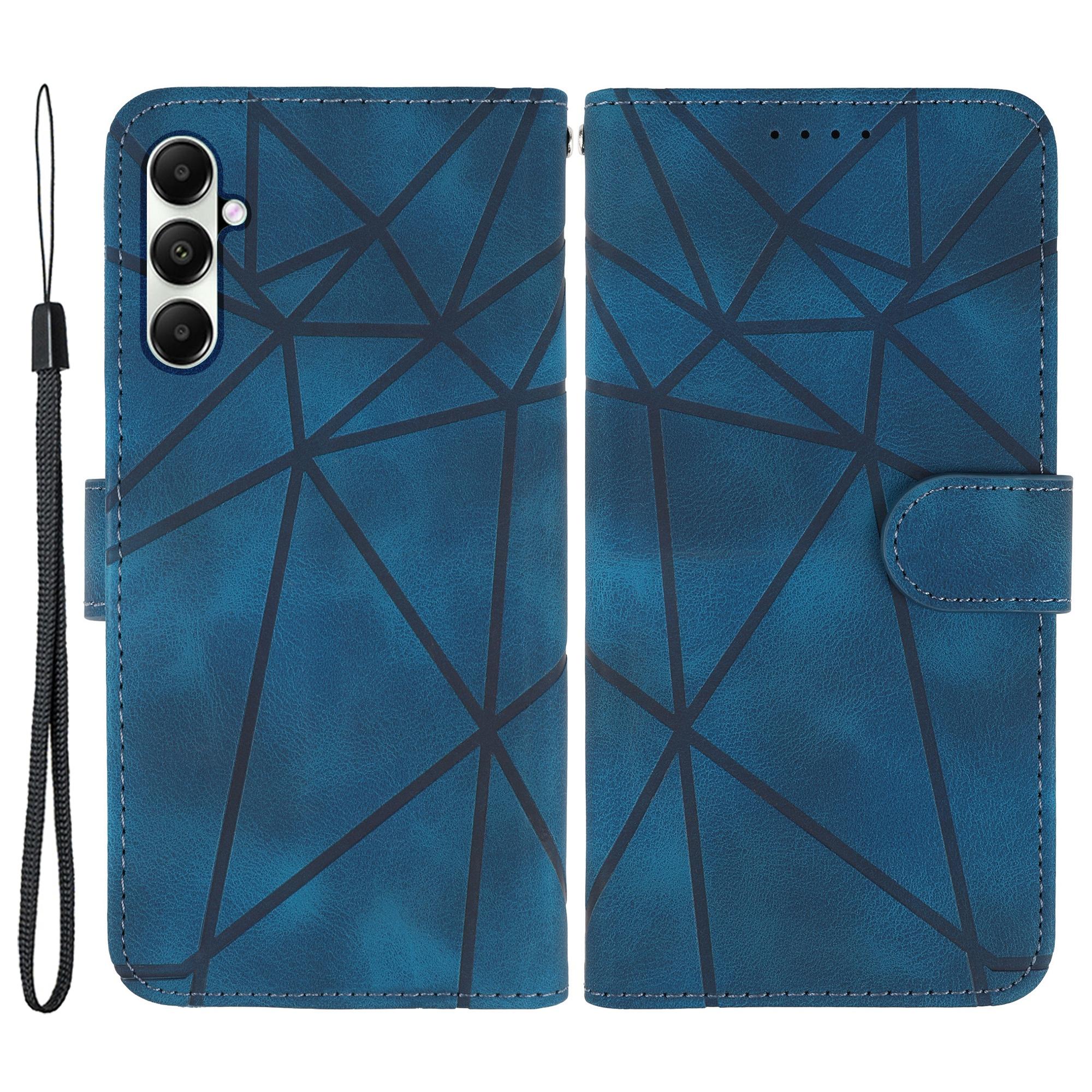 

For Samsung Galaxy A15 4G/5G Wallet Case Phone Leather Cover Line Imprinted Blue