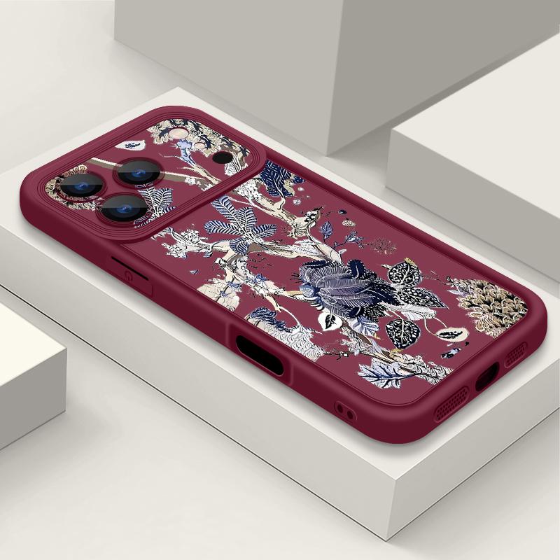 For iPhone 17 Pro Max Case Luxury Retro Dark Floral Pattern Shockproof Bumper Soft Silicone Cover For iPhone 16 15 14 13 Pro 12 11 16E Air