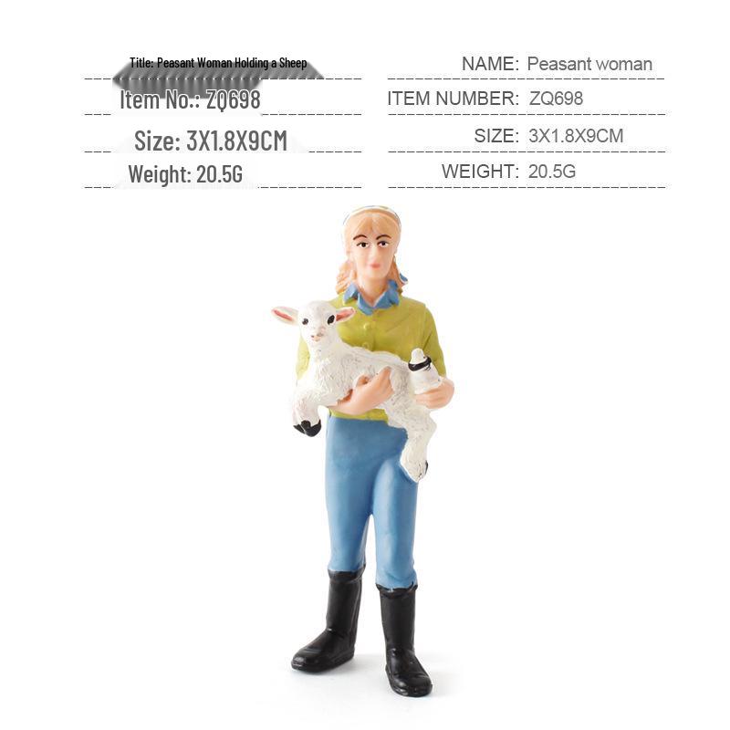 Cross-Border Farm Scene Worker Doll: Female Farmer with Shovel Ornament for Model Landscaping