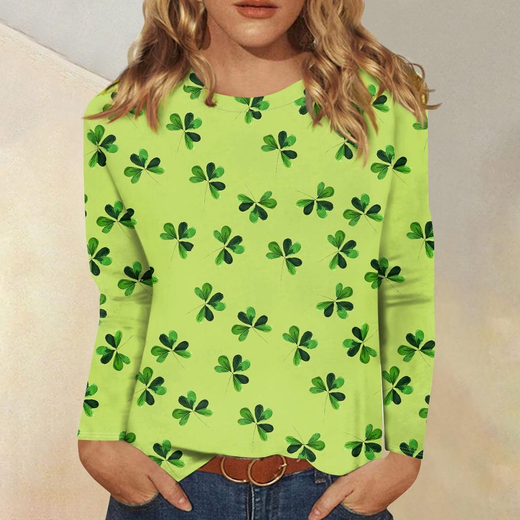 Long Sleeve Shirts For Women Cute Print Graphic Tees Blouses Casual Plus Size Basic Tops Pullover Christmas