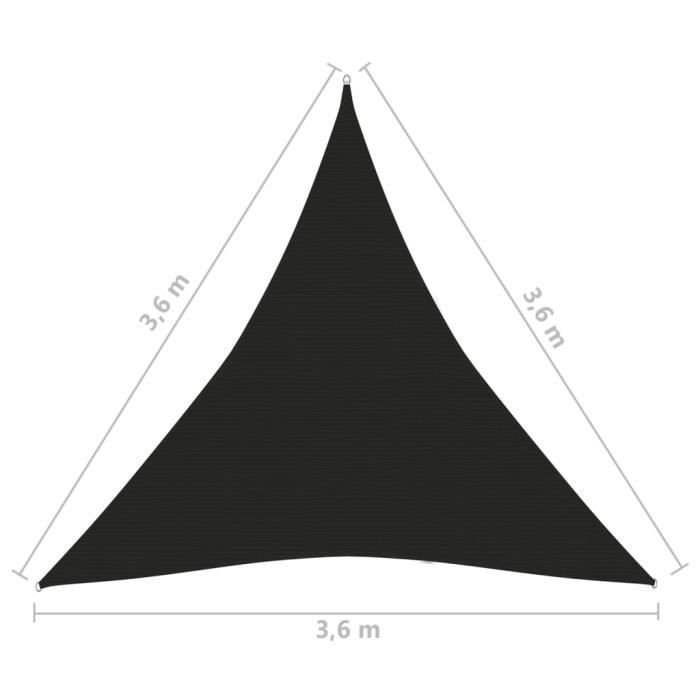 VidaXL Shade Sail 160 G-m² Black 3.6x3.6x3.6 M HDPE