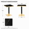 Square Dining Table UV Panel Marble Look Metal Frame Modern