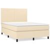 3141622 vidaXL Lit à sommier tapissier avec matelas Crème 140x200 cm Tissu