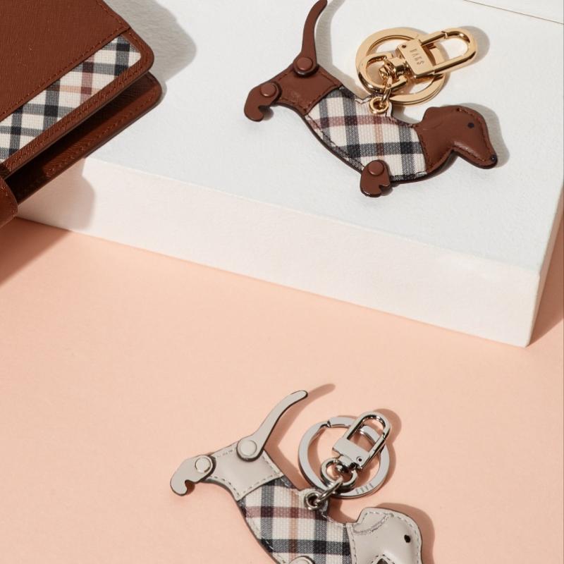 Daks Brown Check Leather Keyring Dbho5ee84w3