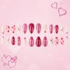 24 Pcs Pink Heart Artificial Nail Valentines Day False Nail Lovely Stick on Nail French Press On Nail for Holiday