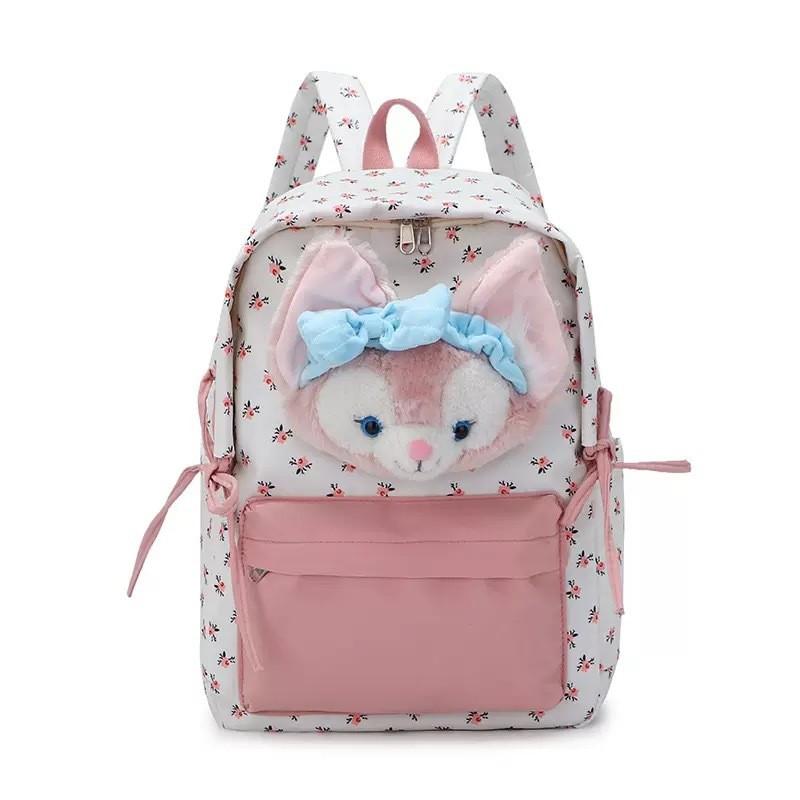 Linabell Cat With Printing Cartoon Girl Backpack Nylon Bag Student