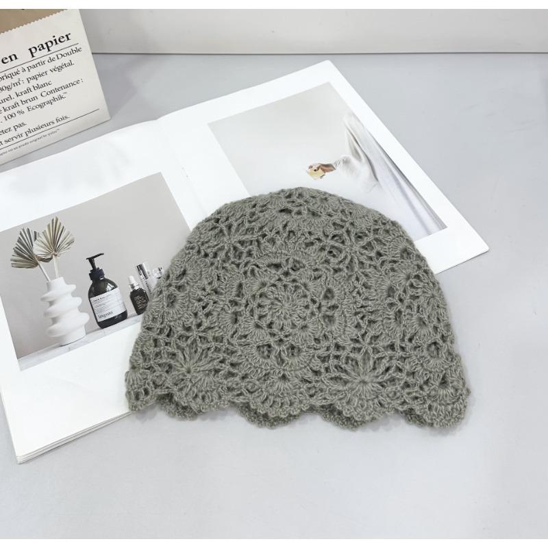 25 Early autumn retro handmade knitted hat hollow hook-up pullover hat versatile bag head hat tide