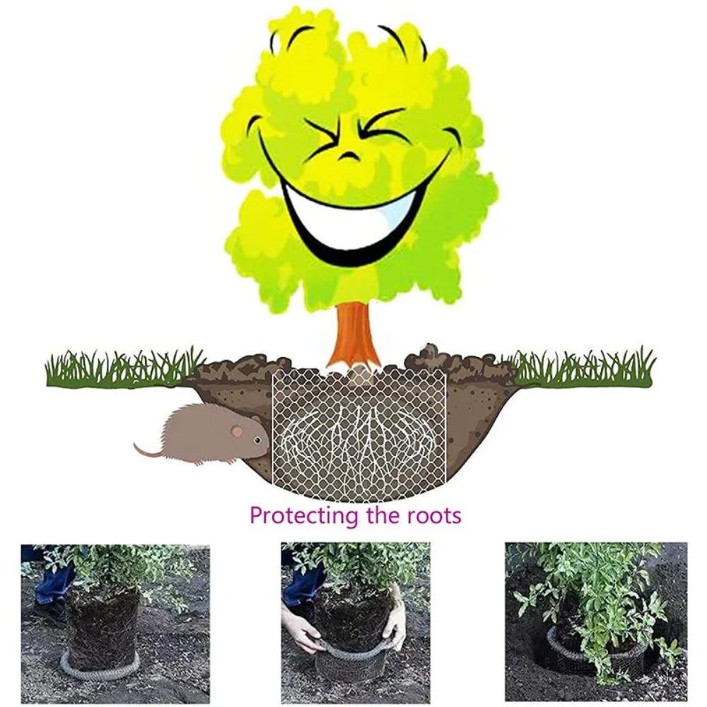 Trådstrikket rustfritt stål Plant Mesh Bag Tett Mesh Plantebeskyttelse Nye planter rotposer