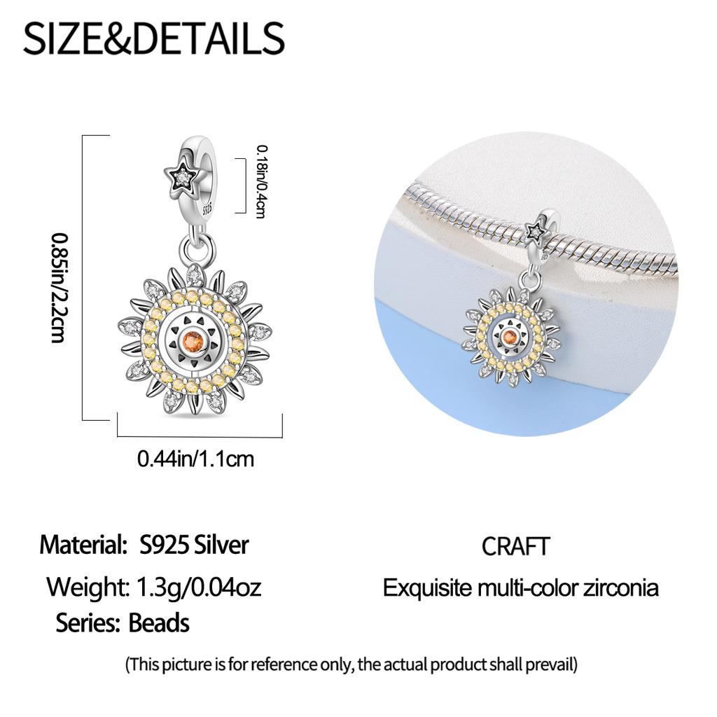 Original Copper Charms Luxury Sun Pendant Star Beads Fit Bracelet Diy Women Making Delicate Gift Jewelry