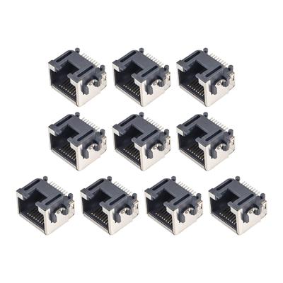 Pack Of 10Pcs RJ45 Ethernet Female Jacks Socket Metal Shielding SMTs Mount For Networking Devices PCB Replacement H=8.6