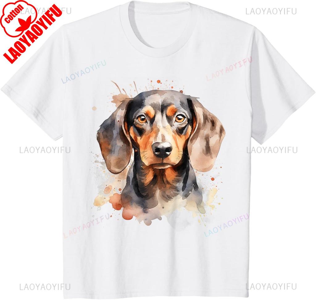 Watercolor Dachshund TShirt Unisex Unisex Summer Cotton Printed TShirt Casual Streetwear Clothes Classic Outdoors Breathable Tops