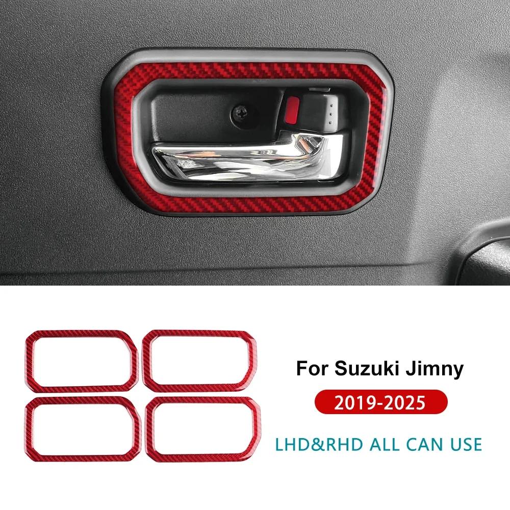 Real Soft Carbon Fiber Door Inner Handle Frame Trim for Suzuki Jimny LHD RHD 2019 2020 2021-2025 Interior Sticker Accessories