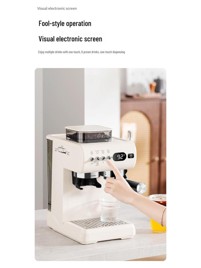 Home Espresso Machine: Semi-Automatic Italian High-Pressure Cold & Hot Dual Extraction with Integrated Grinder