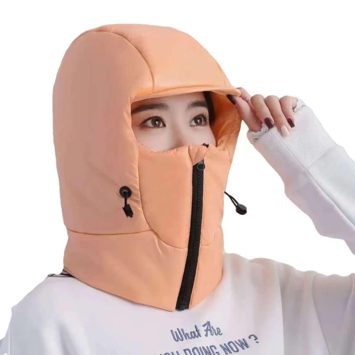 

Женская зимняя теплая ветрозащитная хлопковая шапка-снуд с защитой ушей