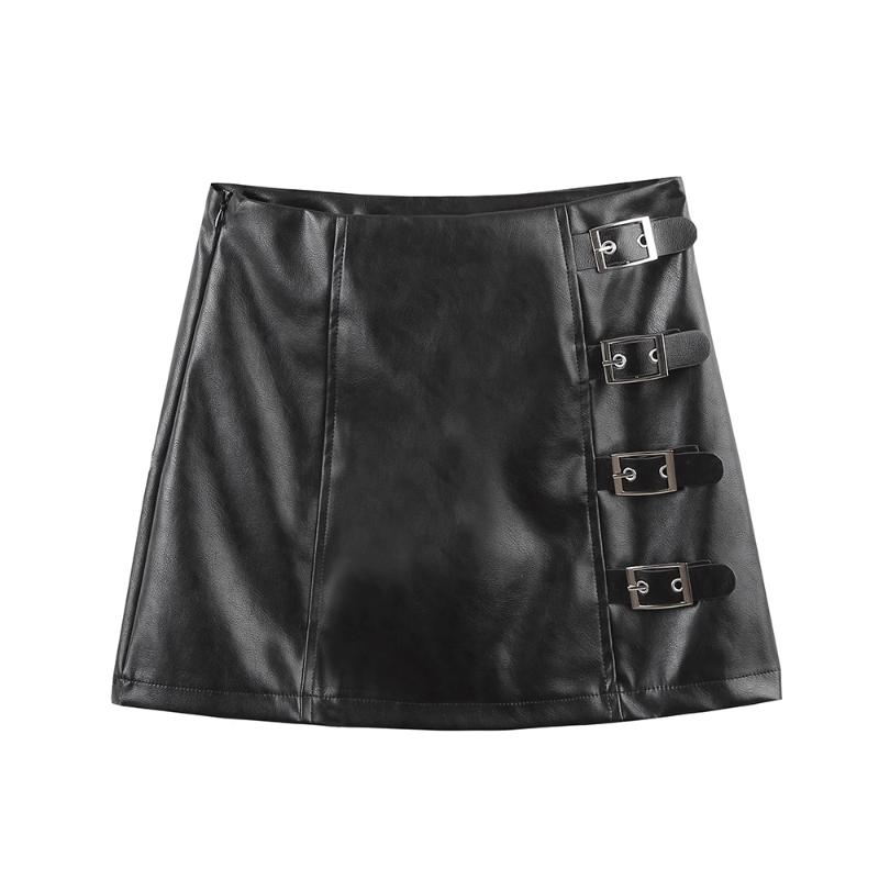 Black Mini Pu Leather Skirt Women Korean Fashion High-Waisted Elasticity Punk Style Bodycon Goth Sexy Skirts Female