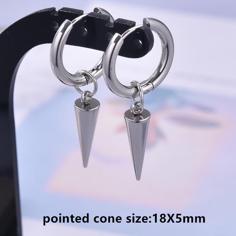 Nicht verblassend Unterschiedliche Länge Spitzkegel Hängeohrringe Edelstahl Runde Creolen für Damen Herren Schmuck Ohrpiercing Geschenk