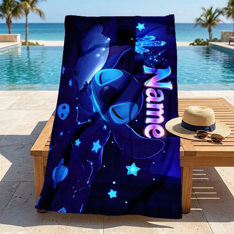 Custom Name Stitch Dreams Stylish printed beach towel,a quick-drying, absorbent mat suitable for the beach, pool, gym, and travel fans gift