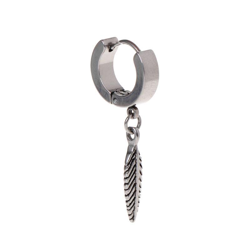 Fashion Dangle Earrings Retro for Titanium Steel Feather Drop Earrings Surprise