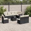 VidaXL Garden Lounge Set 9 Pcs with Cushions Black Wicker 3219066
