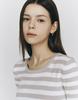 GIORDANO U-Neck Striped Short Sleeve Knit (12Gg) 355534 [3Color]