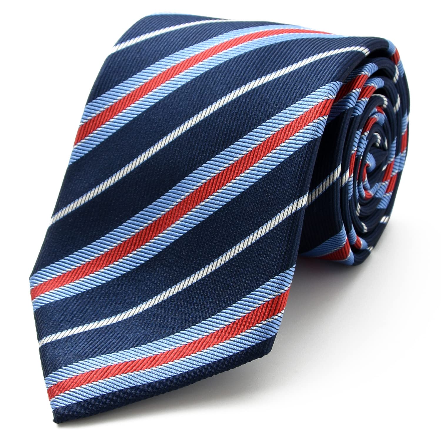 

[Michiko London] Brand Necktie, Made in Japan, Italian Fabric, Silk Jacquard Weave, Regimental Stripe, Business, Regular Size (D: Navy)
