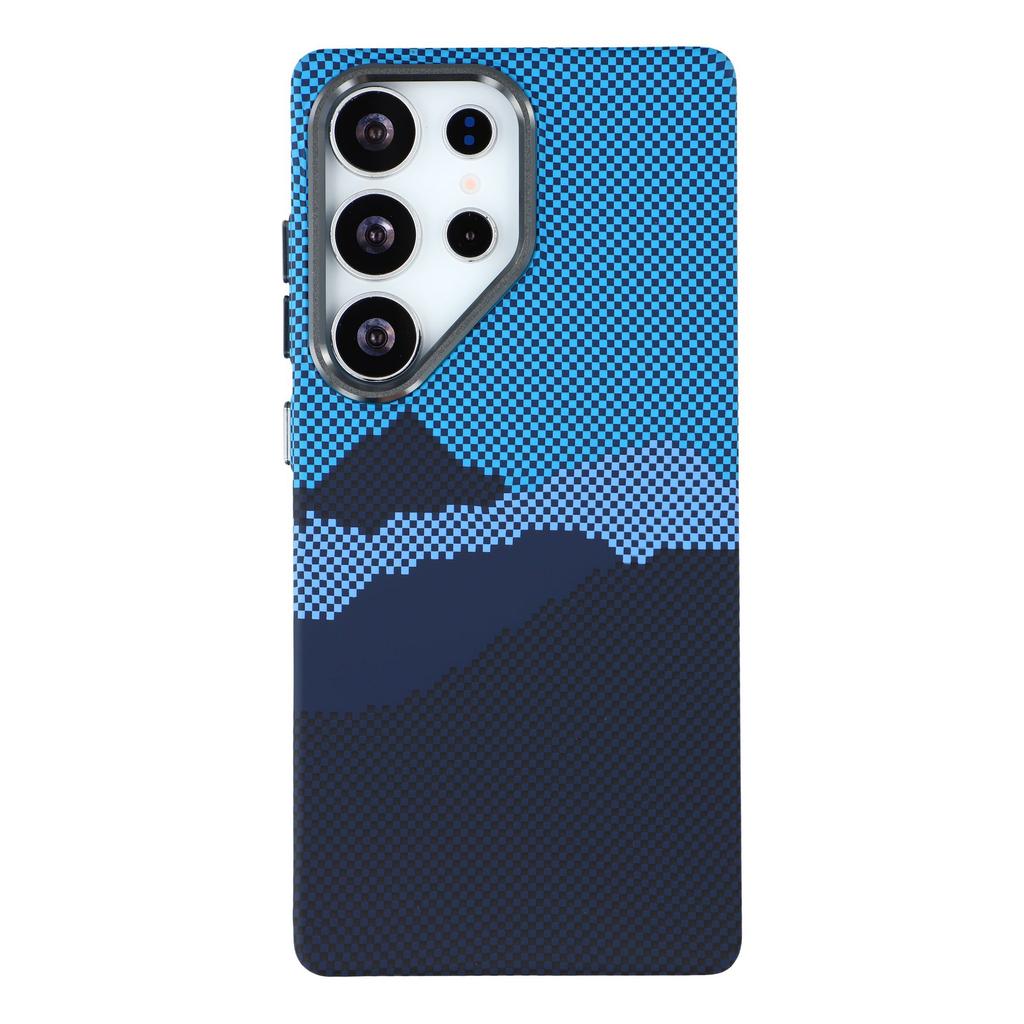 For Samsung Galaxy S25 Ultra Magnetic Case Water Transfer Printing Metal Frame PC Phone Back Cover