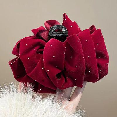 1 szt. Czarna Czerwona Aksamitna Kokarda Spinka do Włosów Dla Kobiet Księżniczka Klamry do Włosów Nakrycie Głowy Duże Klipsy do Włosów Akcesoria do Włosów Dziewczynki
