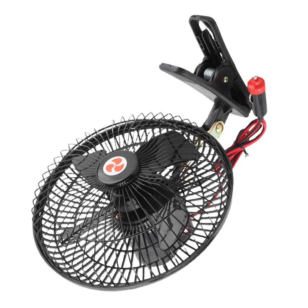 8in Car Cooling Fan Cigar Lighter Powered Black Quiet Metal Clip On Fan for Car Truck SUV RV Boat Bus DC24V