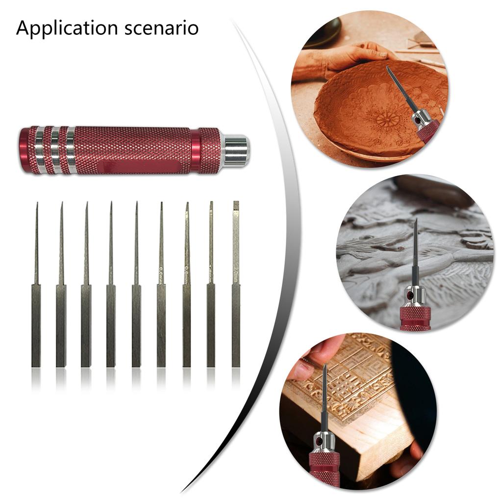 Model Scriber with 9 Blades for Modeling Hobby Resin Carved Scribe Line Cutting Tool Chisel with Storage Case