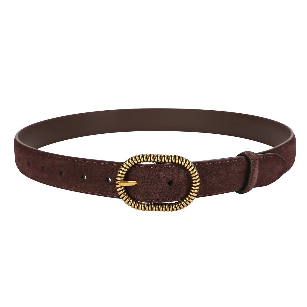 New Luxury Suede Leather Belt for Women Jeans Casual Dress Vintage Alloy Buckle Ladies Trendy Belts Fashion Waistband