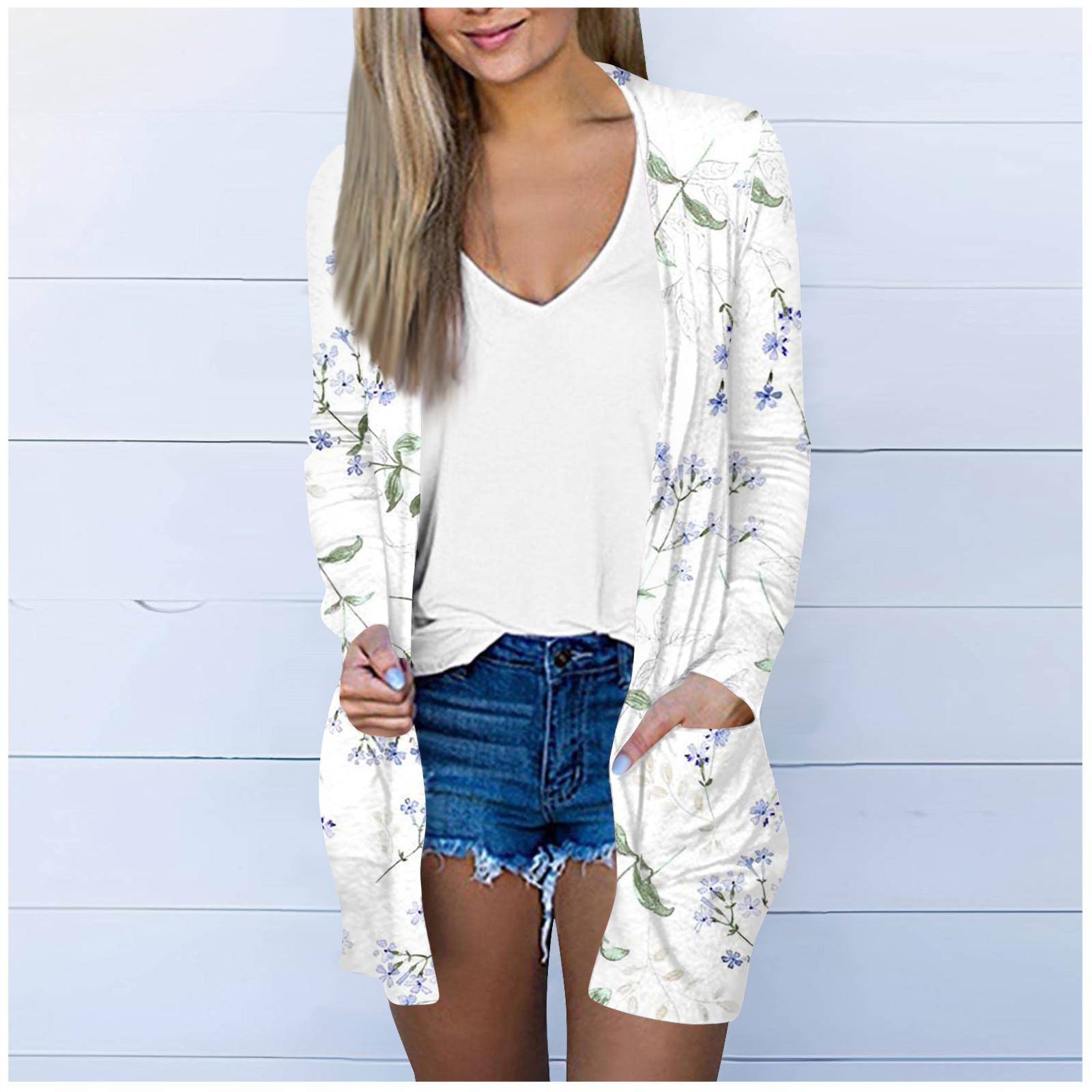 Женская модная свободная повседневная куртка-кардиган средней длины с длинными рукавами — фото 9