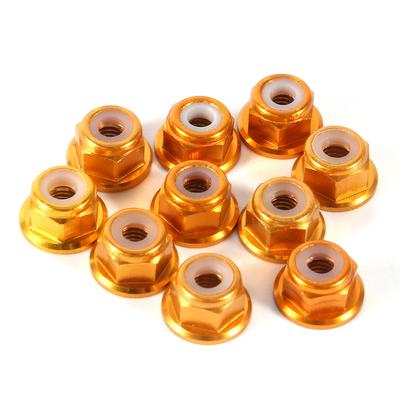 10PcsM3 Ένθετο Nylon SelfLock Παξιμάδια αλουμινίου Εξαγωνικό Παξιμάδι κλειδώματος Χρυσό