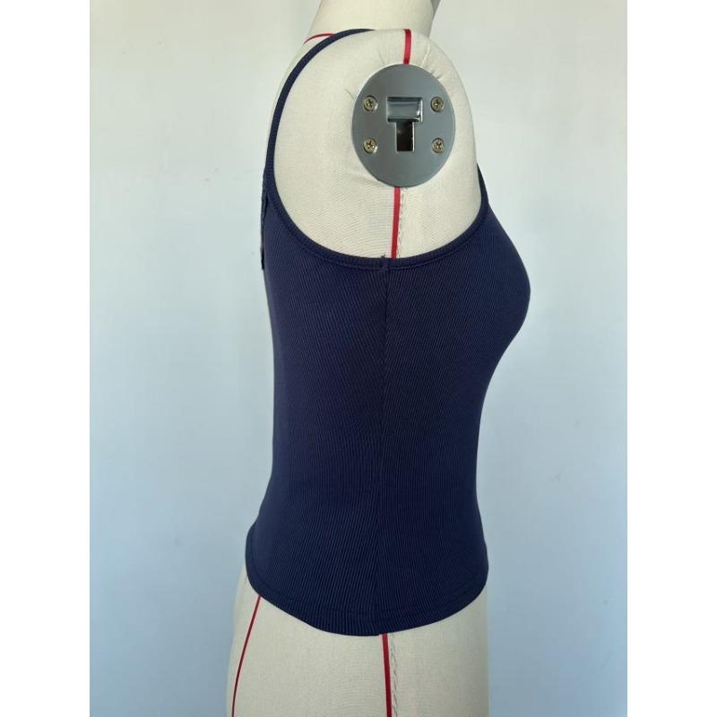 Women Sexy Y2k Lace Solid Slim Cropped Ribbed Camisole Tank Top
