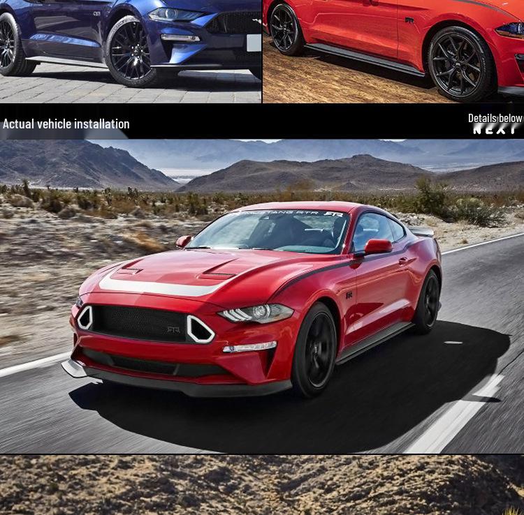 Compatible Ford Mustang 2015-2023 RTR Side Skirt Decorative Strips, Injection Molded PP