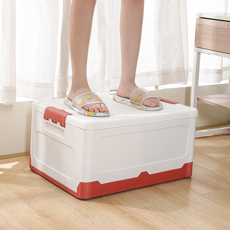 Foldable Plastic Storage Box with Lid & Handles, 28L