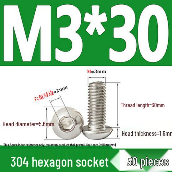 ISO7380 Stainless Steel Hex Drive Dome Head Screws - M2 to M16