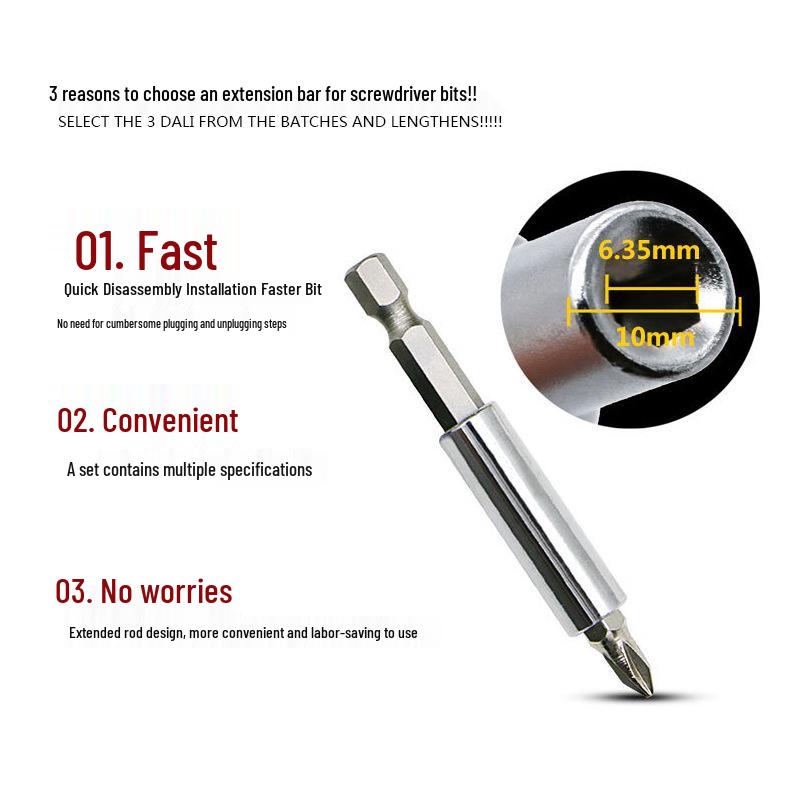 1/4" Magnetischer Elektrischer Schraubendreherbit & Bohrerverlängerungsstangenadapter (6,35 mm)