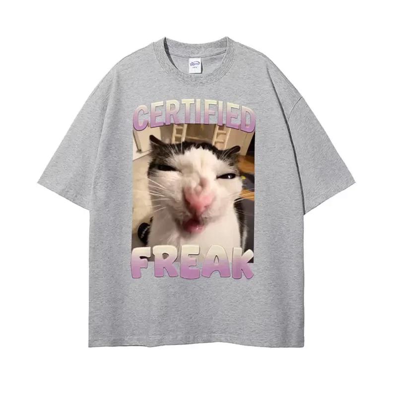 Certified Funny Cat Meme Tshirt with Humorous Cat expressionsUnisexs Summer Fashion Oversized Tshirt
