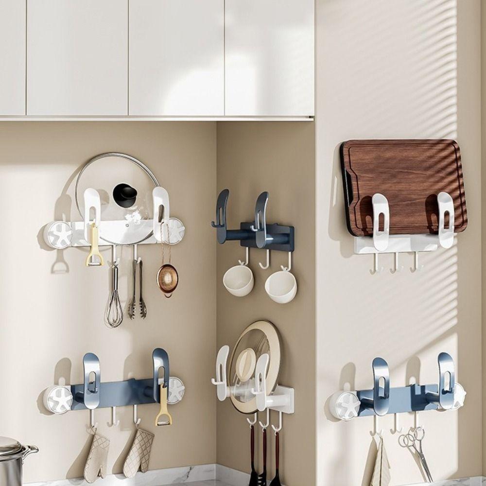 Wall Mounted Pot Lid Holder Plastic Cutting Board Shelf Suction Cup Chopping Board Holder for Home