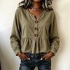 DICFY Women's Fashion Casual Autumn Winter V-Neck Long Sleeve Blouses & Shirts