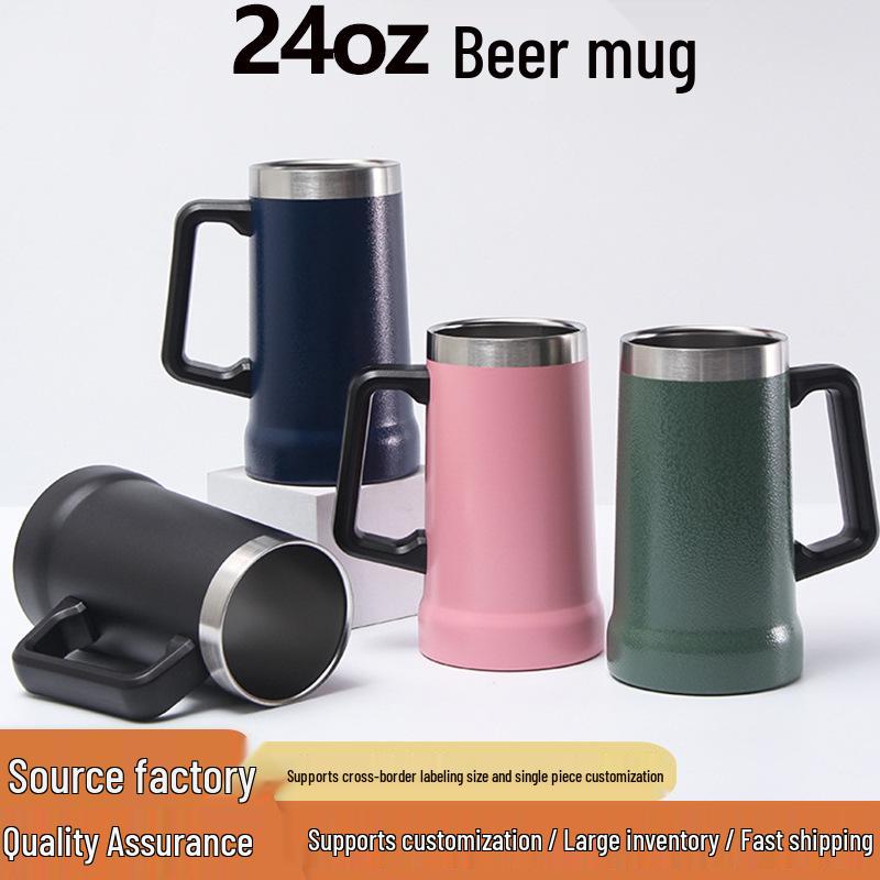 Boccale da Birra in Acciaio Inossidabile a Doppia Parete da 24oz ad Alta Capacità con Manico