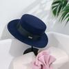 High-end New Men and Women Couple Woolen Flat Top Black Letter Top Hat Fashionable Elegance Temperament Hat Self-operated