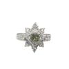 Spring Niche Design Colored Treasure Olive Green Zir*****Pen Ring Luxury High-End Heart-Shaped Full Diamond Ring