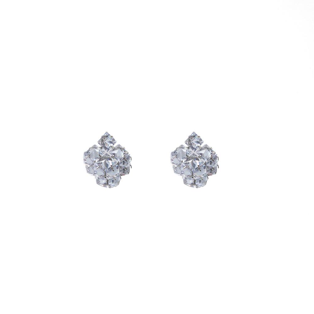 Exquisite Three-Dimensional Square Earrings, Light Luxury Temperament Niche Zircon Earrings, Micro-Inlaid Hollow Design Earrings