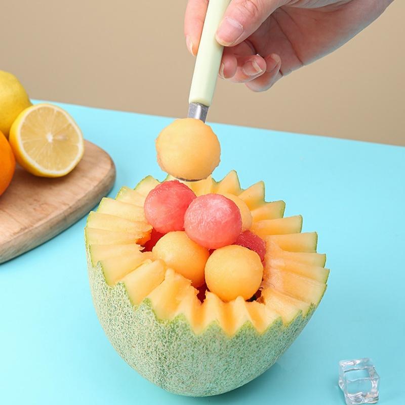 2 In1 Dual-head Stainless Steel Carving Knife Fruit Watermelon Ice Cream Baller Scoop Stacks Spoon Kitchen Accessories Home